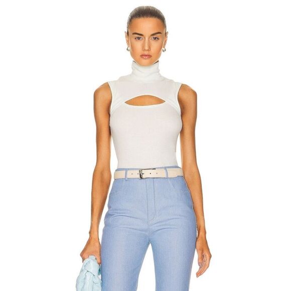 Rosetta Getty‎ Sleeveless Cutout Turtleneck in Mint - Picture 1 of 8